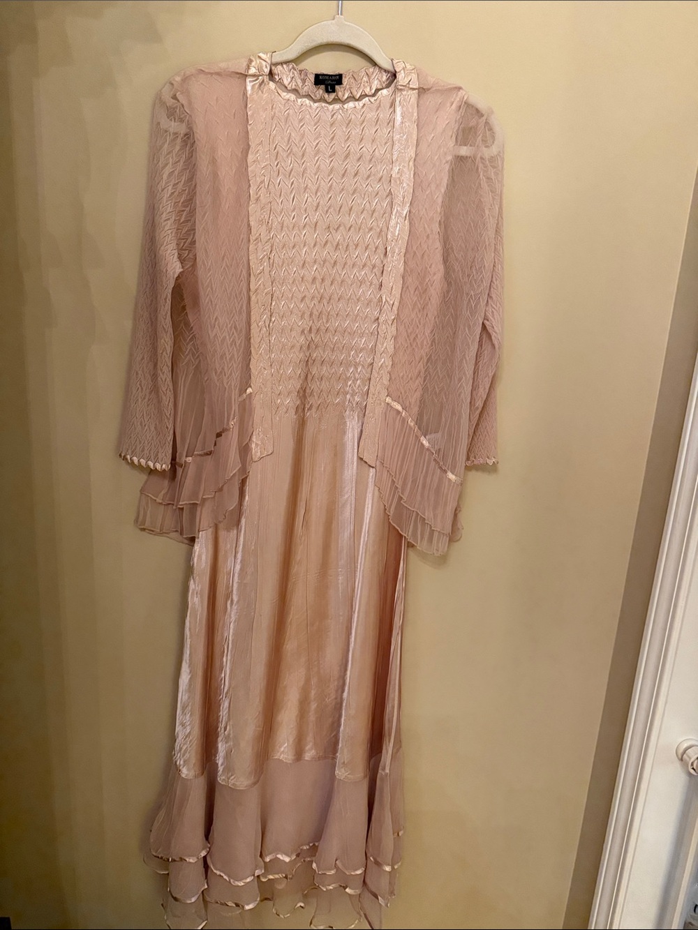 Sheer Layered Blush Pink Maxi Dress with Overlay